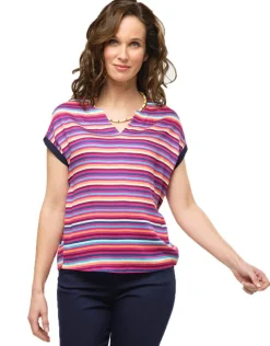 Hot Blouse rayée fuchsia Chemisiers & Blouses|Hauts