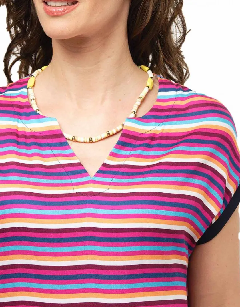 Hot Blouse rayée fuchsia Chemisiers & Blouses|Hauts