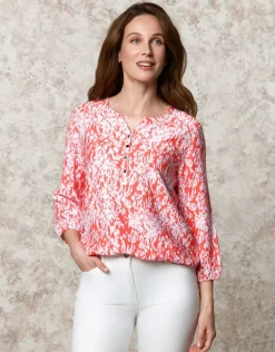 Discount Blouse rouge imprimé Chemisiers & Blouses|Hauts