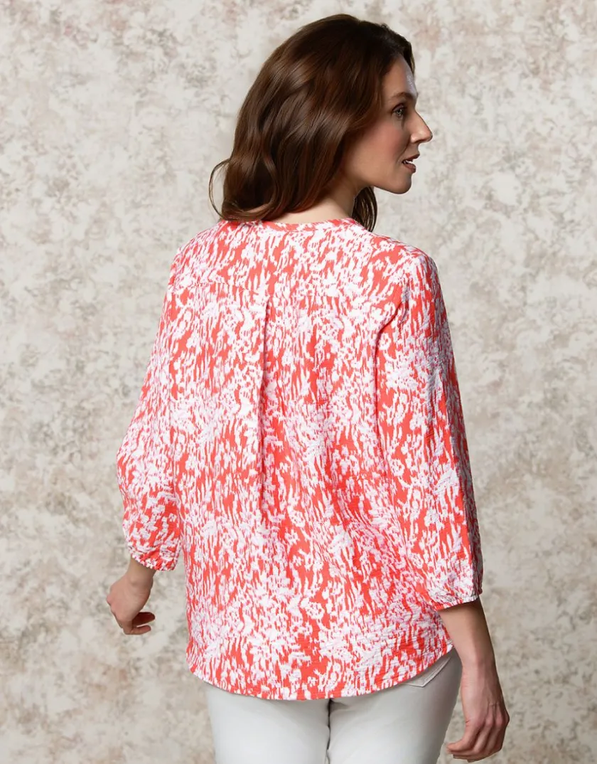 Discount Blouse rouge imprimé Chemisiers & Blouses|Hauts
