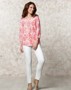 Discount Blouse rouge imprimé Chemisiers & Blouses|Hauts