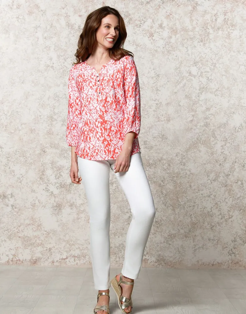 Discount Blouse rouge imprimé Chemisiers & Blouses|Hauts