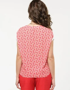 Outlet Blouse rouge imprimé 60s Chemisiers & Blouses|Hauts