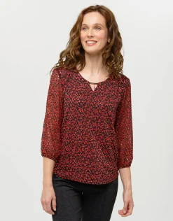 Hot Blouse rouge voile motif Chemisiers & Blouses|Hauts