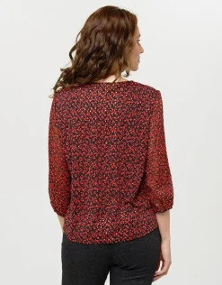 Hot Blouse rouge voile motif Chemisiers & Blouses|Hauts