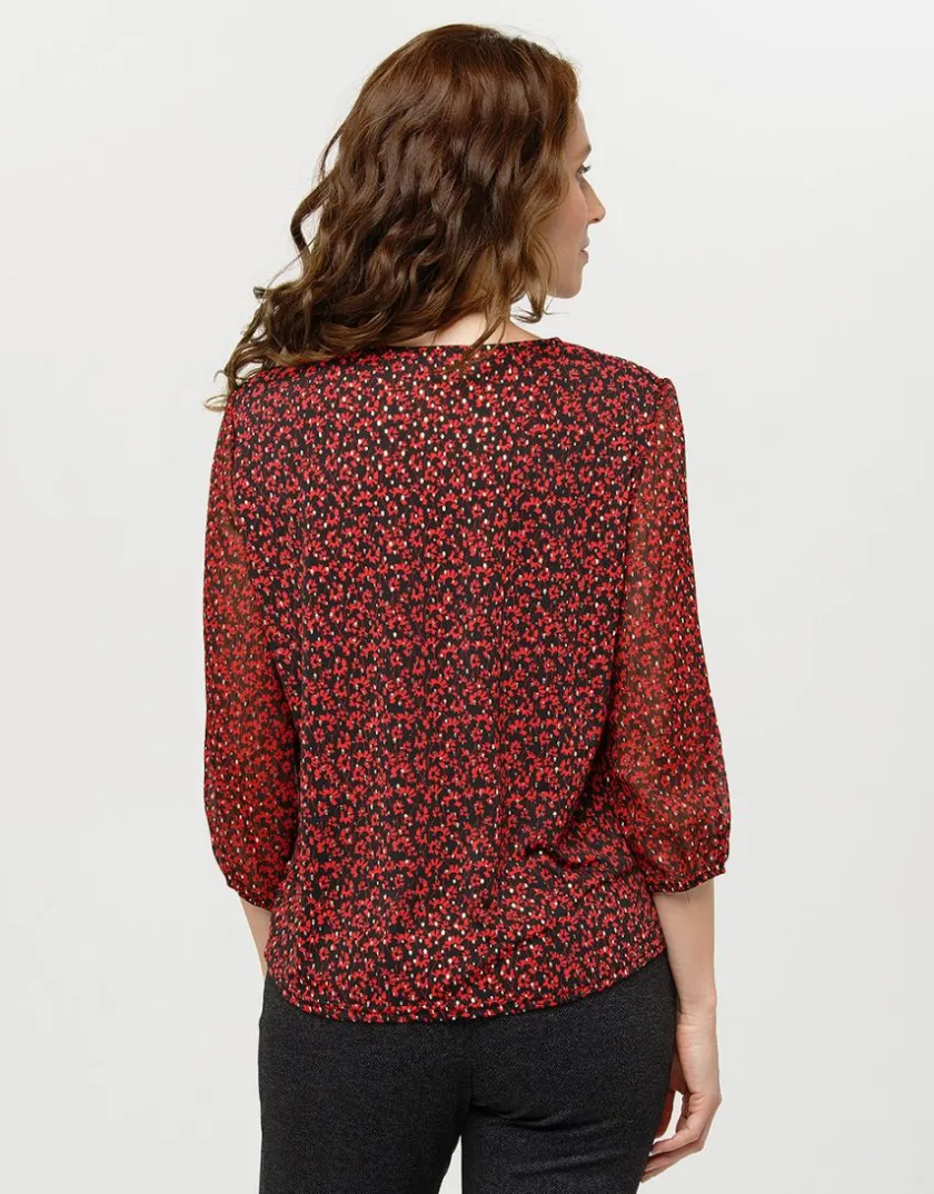 Hot Blouse rouge voile motif Chemisiers & Blouses|Hauts