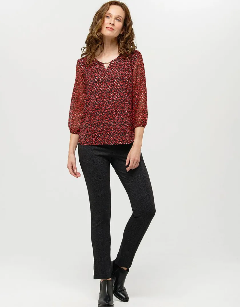 Hot Blouse rouge voile motif Chemisiers & Blouses|Hauts