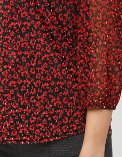 Hot Blouse rouge voile motif Chemisiers & Blouses|Hauts