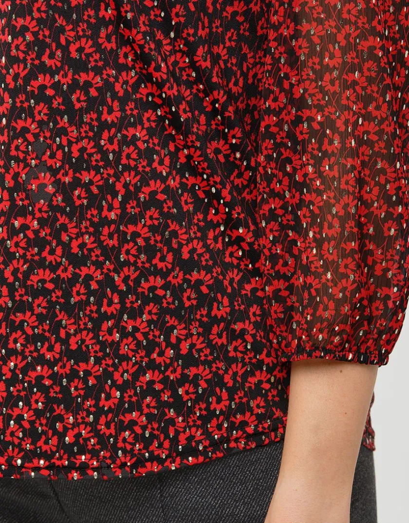 Hot Blouse rouge voile motif Chemisiers & Blouses|Hauts