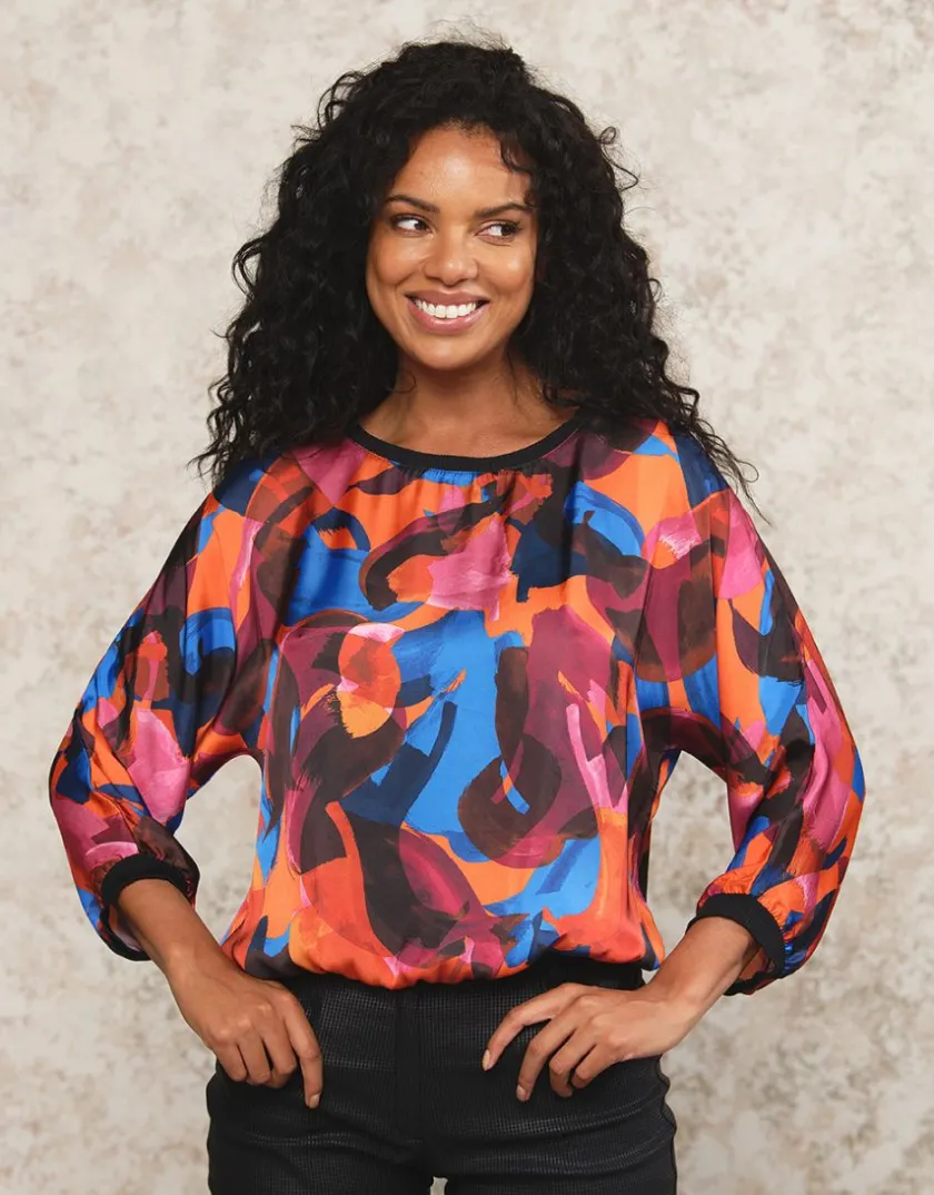 Hot Blouse satin imprimé Chemisiers & Blouses|Hauts