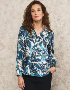 Discount Blouse vareuse motif bleu Chemisiers & Blouses|Hauts