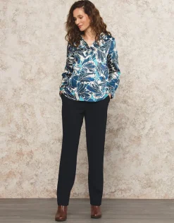 Discount Blouse vareuse motif bleu Chemisiers & Blouses|Hauts