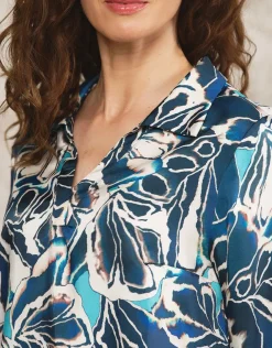 Discount Blouse vareuse motif bleu Chemisiers & Blouses|Hauts
