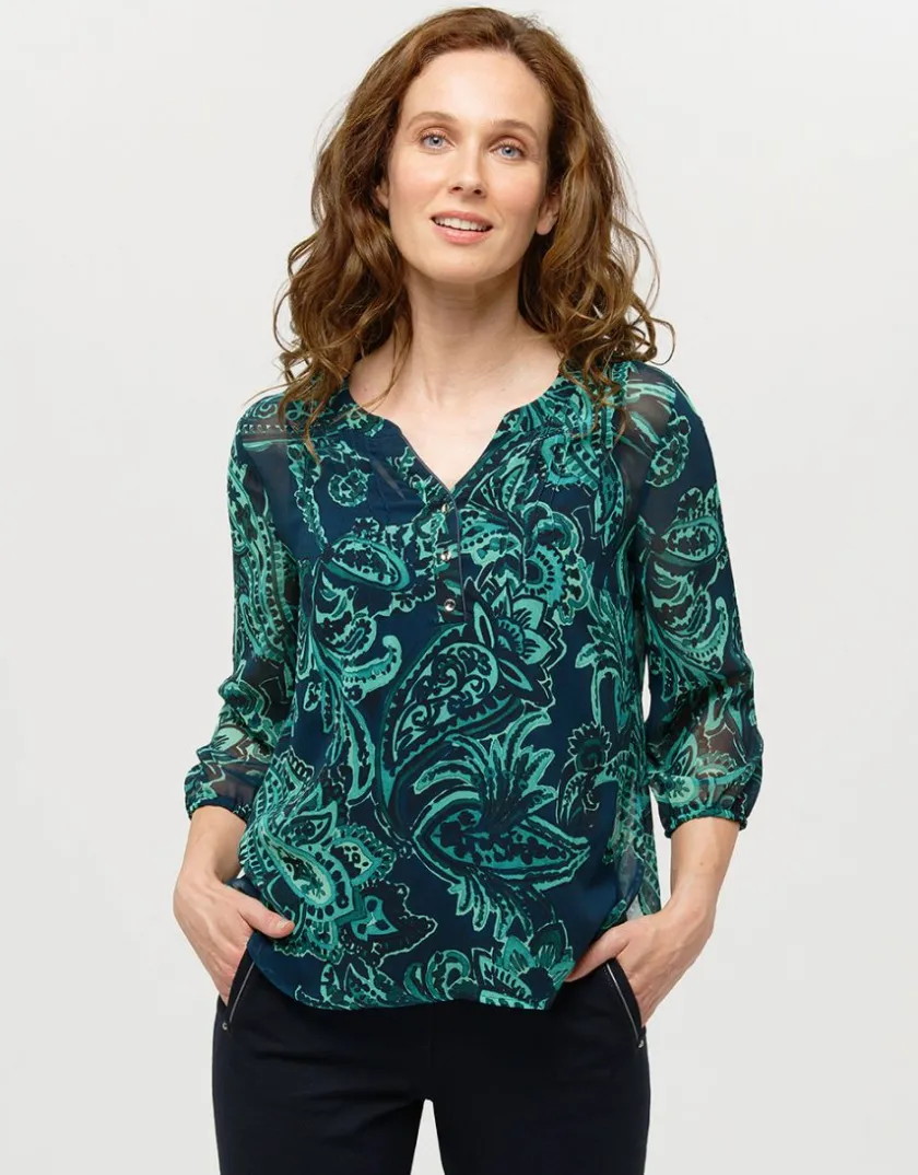 Discount Blouse verte imprimée Chemisiers & Blouses|Hauts