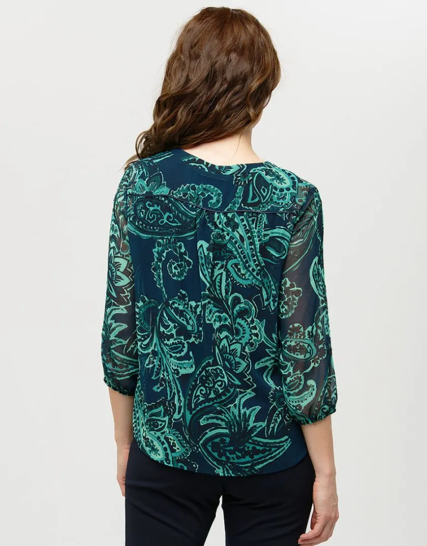 Discount Blouse verte imprimée Chemisiers & Blouses|Hauts