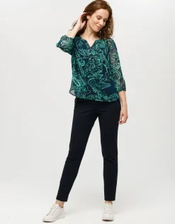 Discount Blouse verte imprimée Chemisiers & Blouses|Hauts
