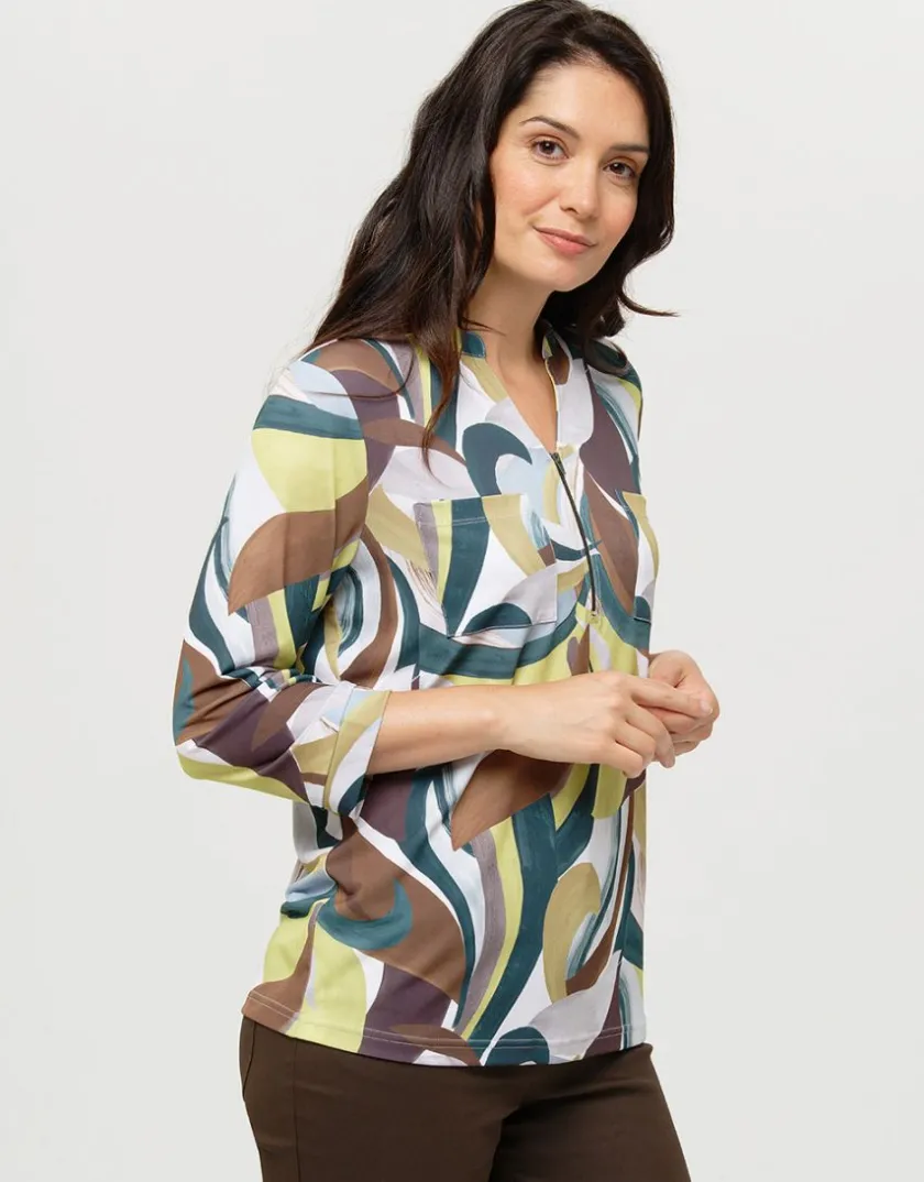 Discount Blouse verte imprimée Chemisiers & Blouses|Hauts