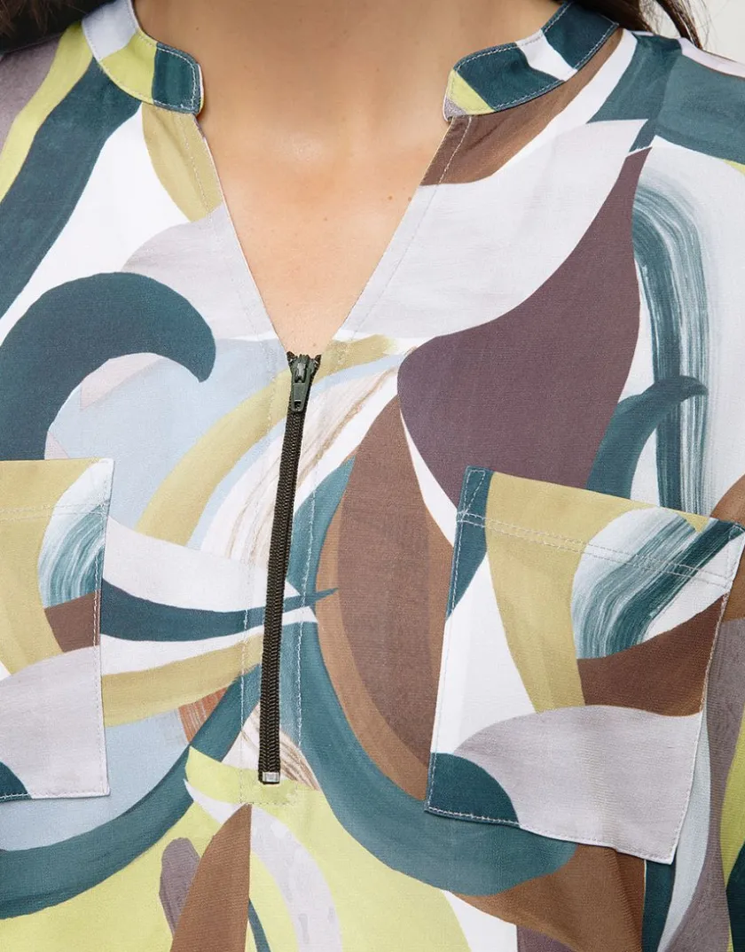 Discount Blouse verte imprimée Chemisiers & Blouses|Hauts