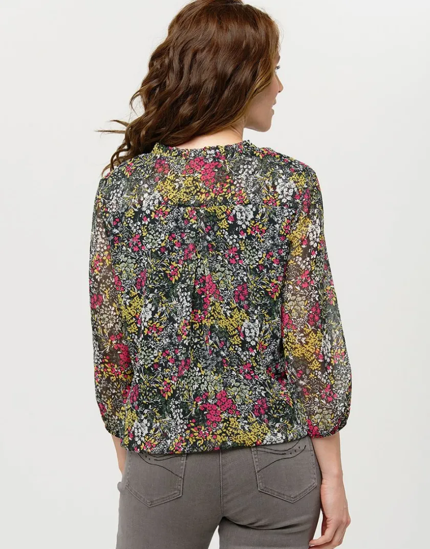Discount Blouse voile vert fleuri Chemisiers & Blouses|Hauts