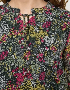 Discount Blouse voile vert fleuri Chemisiers & Blouses|Hauts