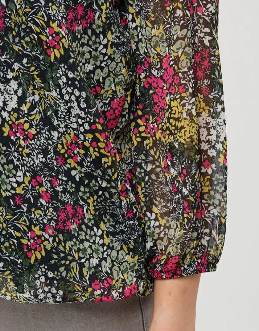 Discount Blouse voile vert fleuri Chemisiers & Blouses|Hauts