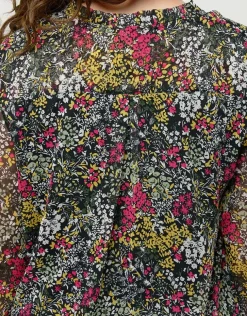 Discount Blouse voile vert fleuri Chemisiers & Blouses|Hauts
