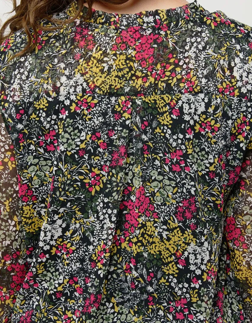 Discount Blouse voile vert fleuri Chemisiers & Blouses|Hauts