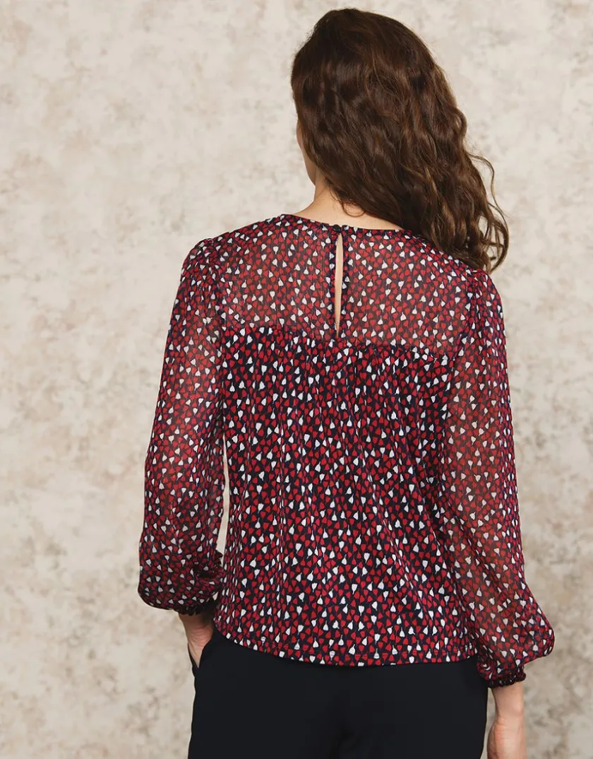 Online Blouse volant noir motif Chemisiers & Blouses|Hauts