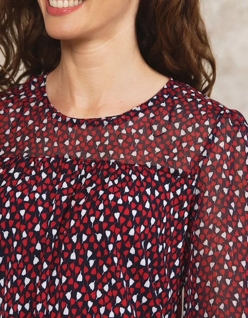 Online Blouse volant noir motif Chemisiers & Blouses|Hauts