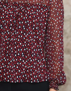 Online Blouse volant noir motif Chemisiers & Blouses|Hauts