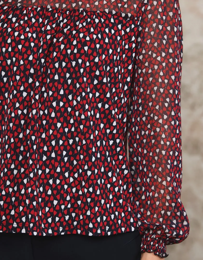 Online Blouse volant noir motif Chemisiers & Blouses|Hauts