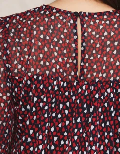 Online Blouse volant noir motif Chemisiers & Blouses|Hauts