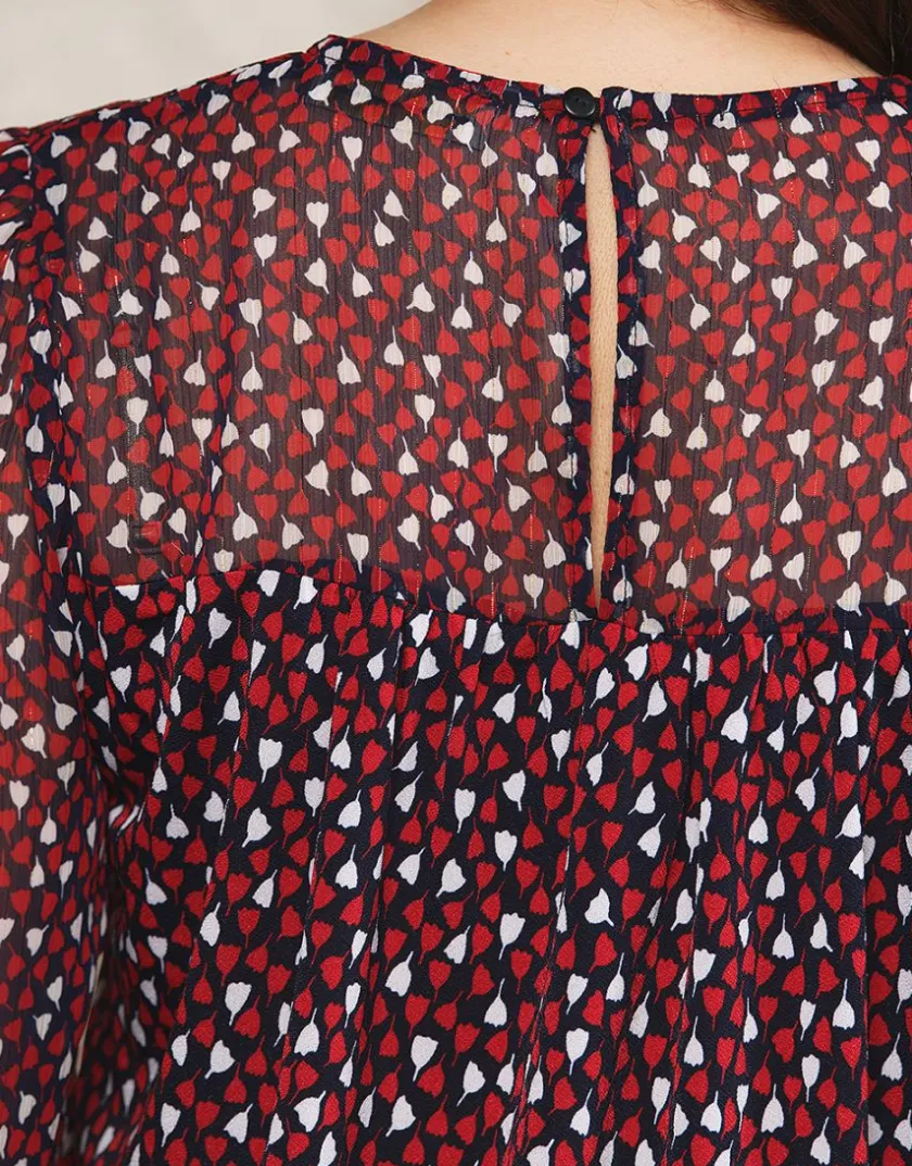 Online Blouse volant noir motif Chemisiers & Blouses|Hauts