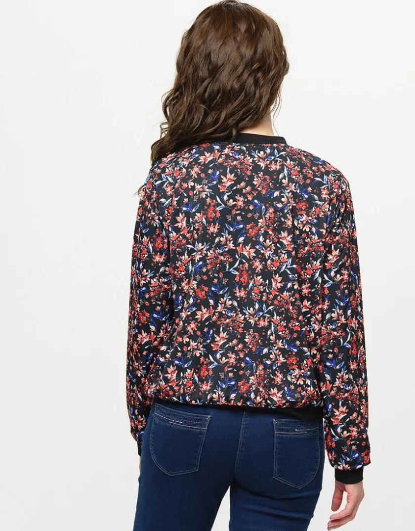 Sale Bombers noir feuillage Casual|Vestes