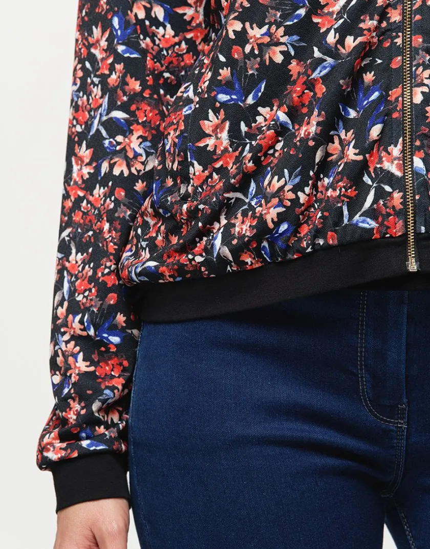 Sale Bombers noir feuillage Casual|Vestes
