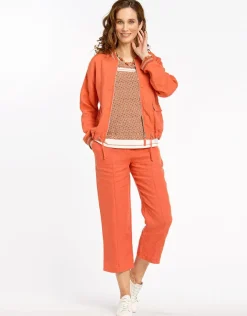 Online Bombers orange100% Lin Casual|Vestes