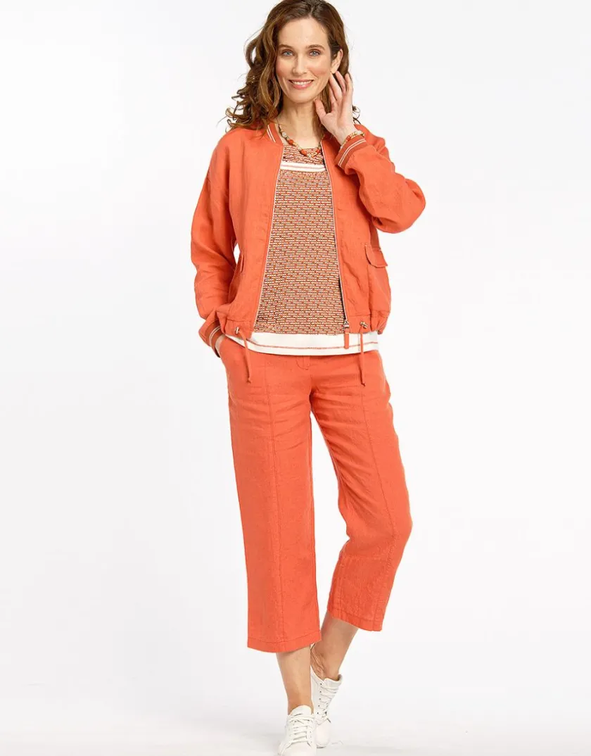 Online Bombers orange100% Lin Casual|Vestes