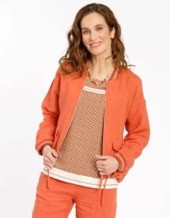 Online Bombers orange100% Lin Casual|Vestes