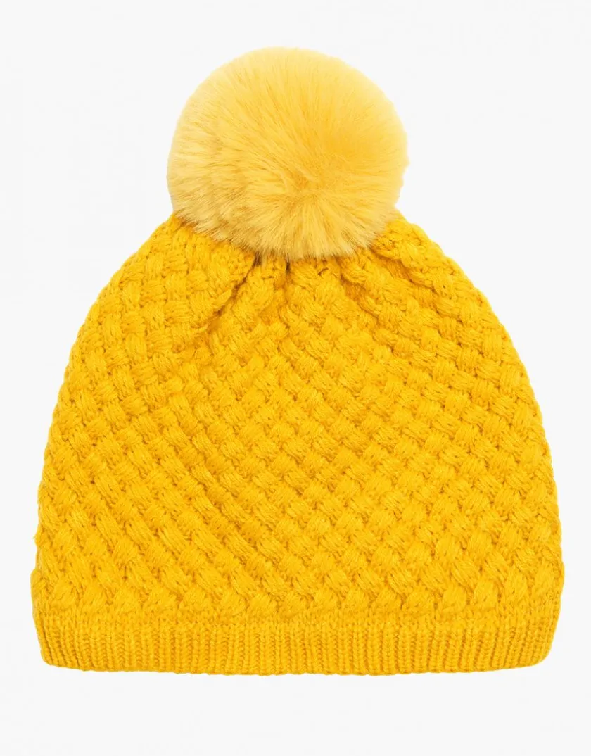Sale Bonnet ocre pompon Accessoires