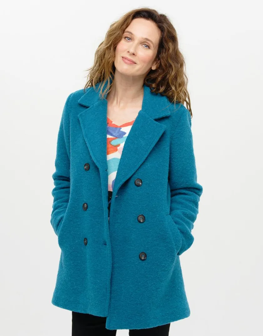 Sale Caban laine bleu canard Manteaux|Parkas