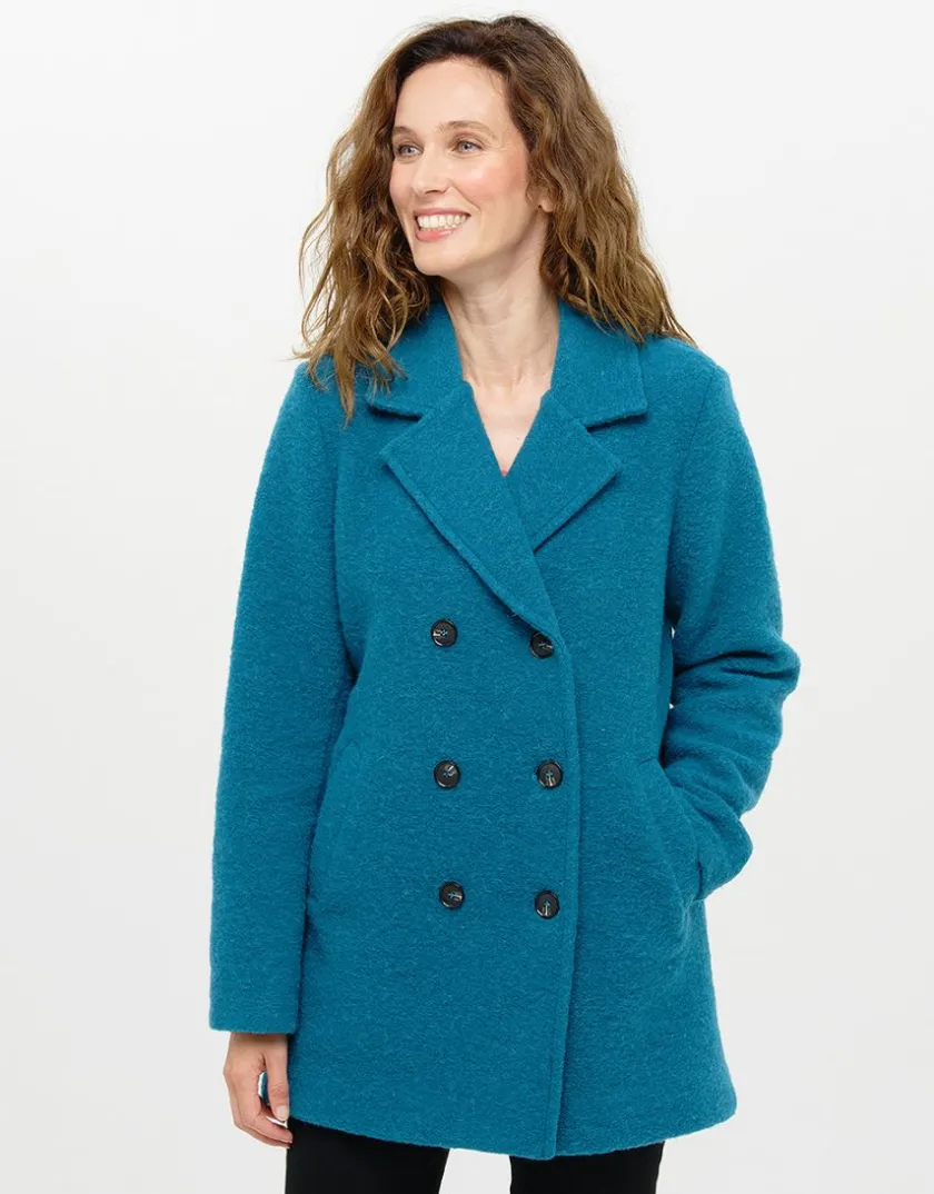 Sale Caban laine bleu canard Manteaux|Parkas