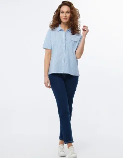 Outlet Chemise coton rayé bleu Chemisiers & Blouses|Hauts