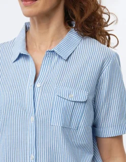 Outlet Chemise coton rayé bleu Chemisiers & Blouses|Hauts