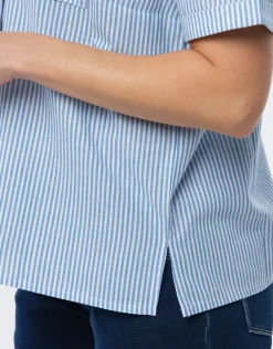 Outlet Chemise coton rayé bleu Chemisiers & Blouses|Hauts
