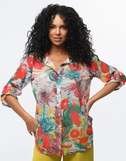 Outlet Chemise en voile imprimé Chemisiers & Blouses|Hauts