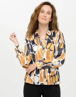 Discount Chemisier à motifs ocre Chemisiers & Blouses|Hauts