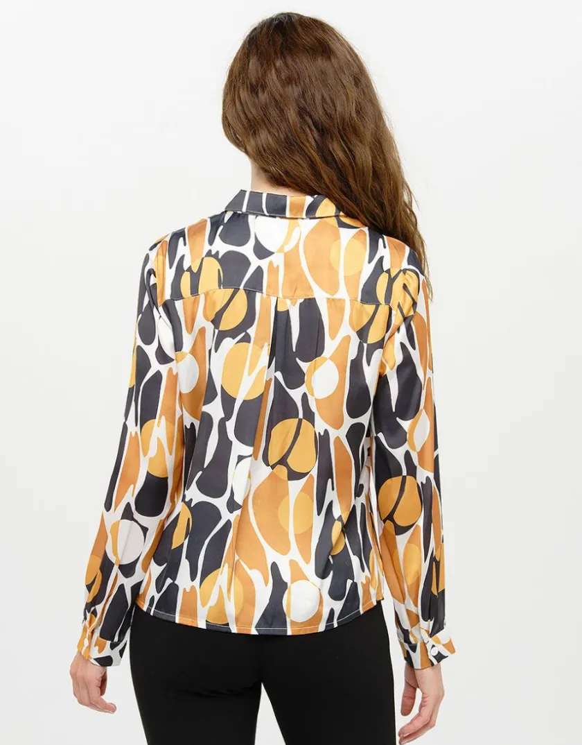 Discount Chemisier à motifs ocre Chemisiers & Blouses|Hauts