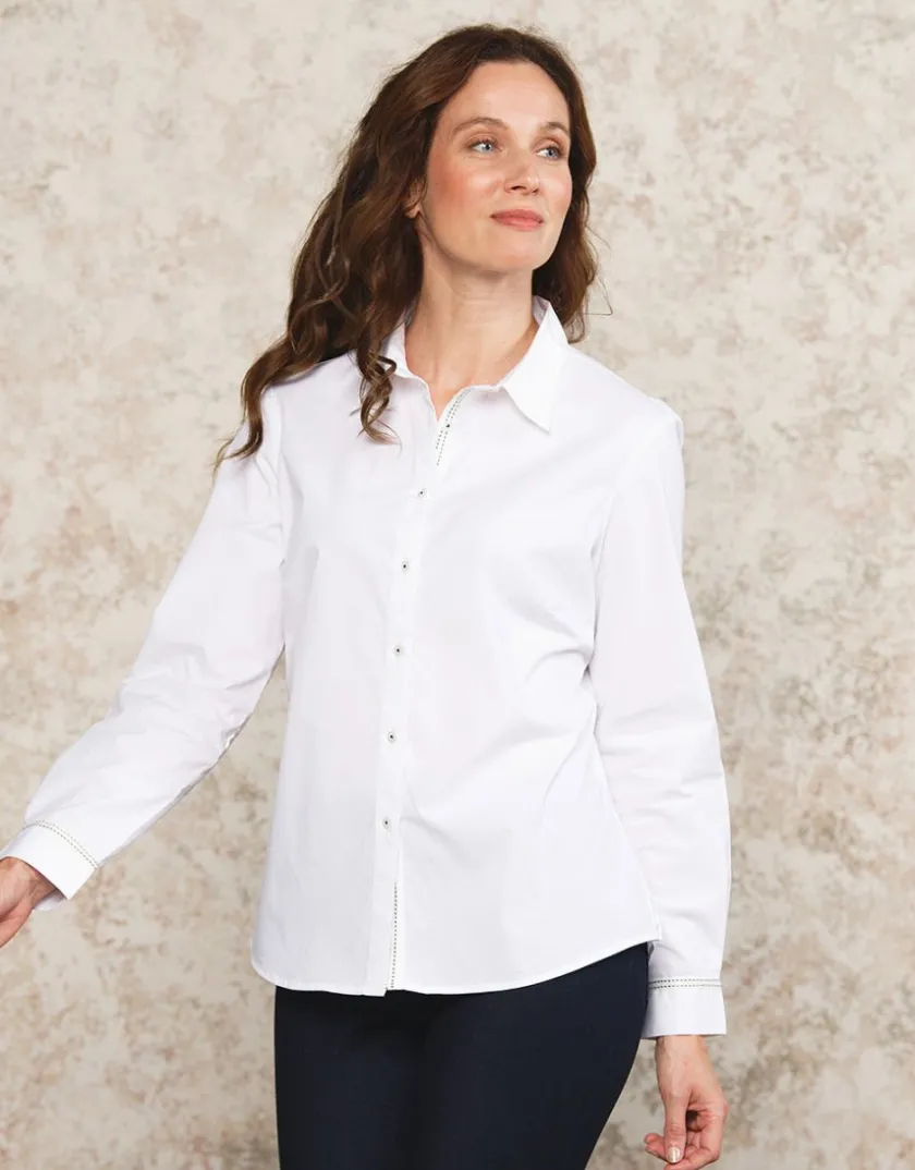 Clearance Chemisier blanc coton Chemisiers & Blouses|Hauts