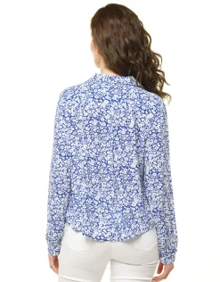 Sale Chemisier bleu fleuri Chemisiers & Blouses|Hauts