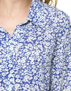 Sale Chemisier bleu fleuri Chemisiers & Blouses|Hauts